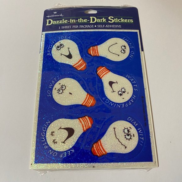 Vintage Hallmark Lightbulbs Dazzle Glow In The Dark Stickers - Picture 4 of 6
